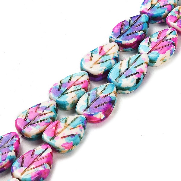 

PandaHall Synthetic Turquoise Beads Strands, Leaf, Dyed, Mixed Color, 13.5x9x3.5mm, Hole: 1.2mm, about 29pcs/strand, 15.04 inch(38.2cm)..., Multicolor
