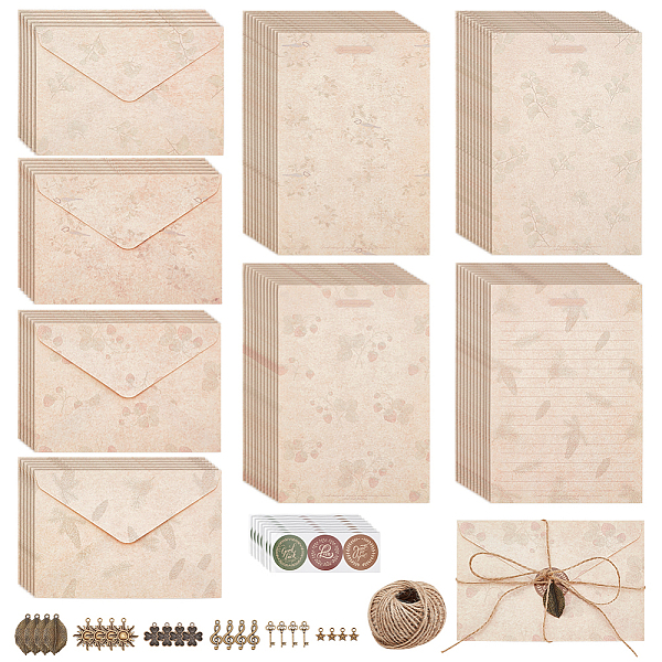 

PandaHall 8 Sets 4 Style Paper Envelope, with Letter Paper and Plastic Stickers, Rectangle, with 24Pcs Tibetan Style Alloy Pendants and 1...