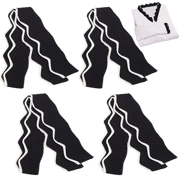 

PandaHall BENECREAT 4Pcs 90% Ice Silk & 10% Elastic Fiber Ribbing Fabric for Cuffs, Waistbands Neckline Collar Trim, Scalloped Edge Jacquard..., Black