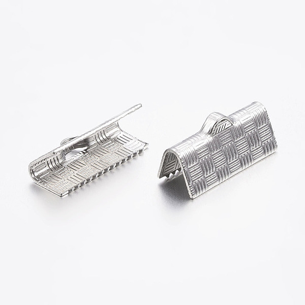 

PandaHall 304 Stainless Steel Ribbon Crimp Ends, Rectangle, Stainless Steel Color, 7x15mm, Hole: 1.2x3mm 304 Stainless Steel