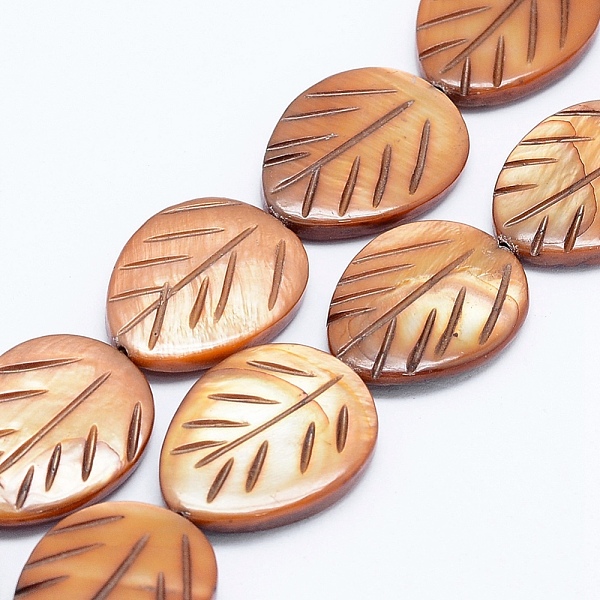 

PandaHall Dyed Natural Shell Beads Strands, Leaf, Peru, 20x15x4mm, Hole: 1mm, about 20pcs/strand, 15.7 inch(40cm) Other Sea Shell Leaf Brown