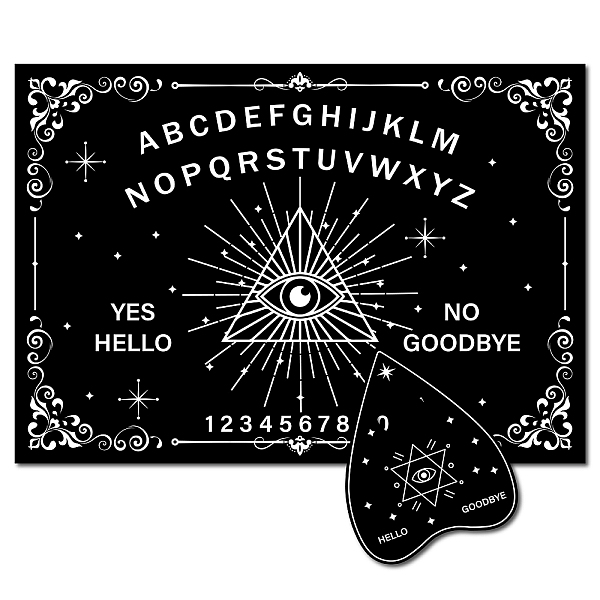 

PandaHall CREATCABIN Wood Spirit Board Pendulum Board Wooden Talking Boards with Planchette Black Dowsing Divination Game Spirit Hunt...