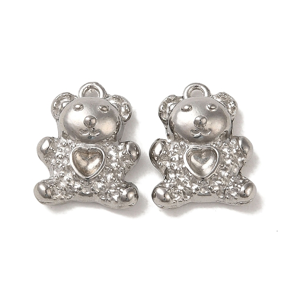 

PandaHall 304 Stainless Steel Beads Rhinestone Setting, Bear, Stainless Steel Color, 15x11x5mm, Hole: 1mm, Fir for 2.5x3mm Heart Rhinestone...
