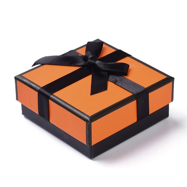 

PandaHall Paper Jewelry Set Box, with Black Sponge with Bowknot, for Necklaces and Earring, Square, Orange, 7.2x7.3x3.2cm Paper Square...