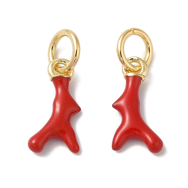 

PandaHall Brass Enamel Charms, with Jump Ring, Long-Lasting Plated, Lead Free & Cadmium Free, Antler Charms, Real 18K Gold Plated, Red...