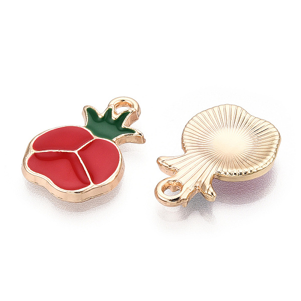 

PandaHall Alloy Enamel Pendants, Light Gold, Pomegranate, Crimson, 18.5x13x2.5mm, Hole: 2mm Alloy+Enamel Fruit Pink