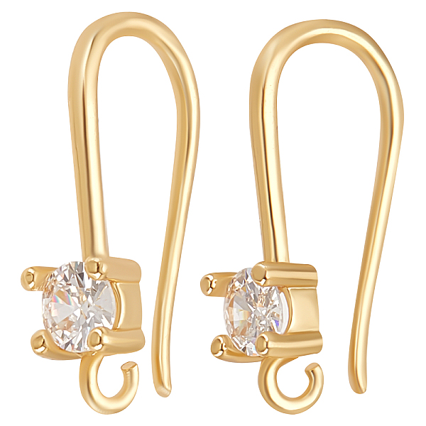 

PandaHall Beebeecraft 30Pcs Cubic Zirconia Earring Hooks 18K Gold Plated French Ear Wires Fish Earring Hooks with Open Loop for DIY Earrings..., Clear