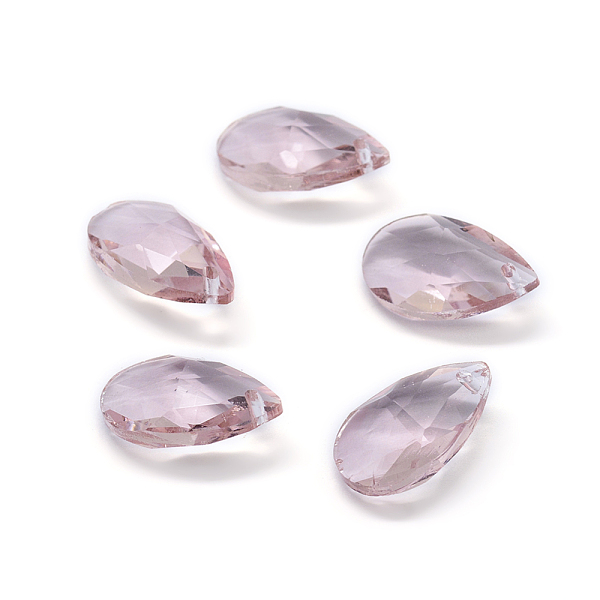 

PandaHall Faceted Glass Pendants, Teardrop, Pink, 15x9.5x5.5mm, Hole: 1mm Glass Teardrop Pink