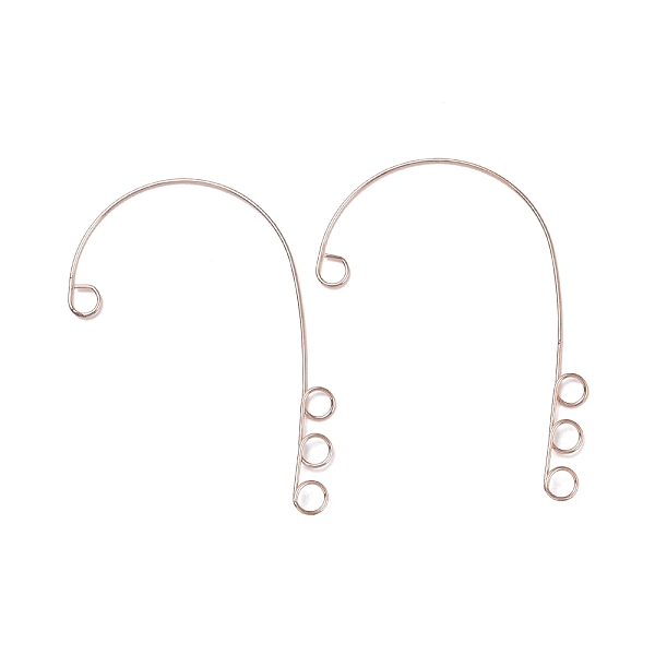 

PandaHall 316 Stainless Steel Ear Cuff Findings, Climber Wrap Around Non Piercing Earring Findings with 4 Loop, Rose Gold, 55x36x0.5mm, Hole...