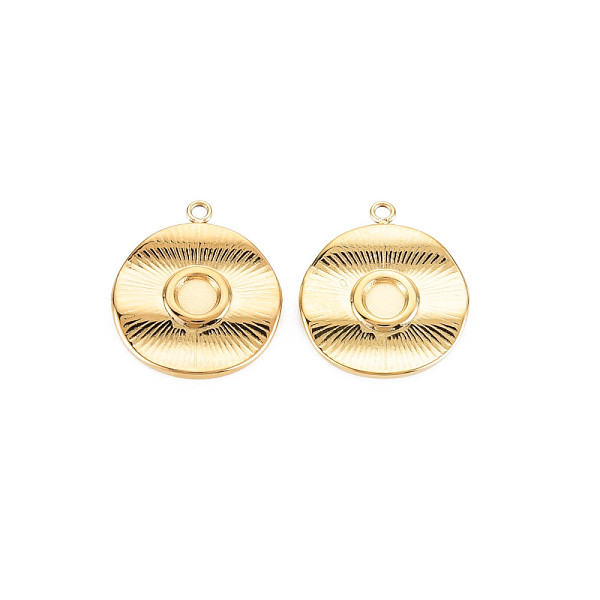 

PandaHall Ion Plating(IP) 304 Stainless Steel Pendant Enamel Settings, Flat Round, Real 14K Gold Plated, 17.5x15.5x2mm, Hole: 1.2mm 304...