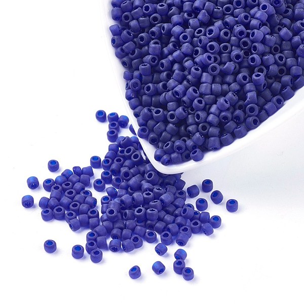 

PandaHall MGB Matsuno Glass Beads, Japanese Seed Beads, 6/0 Transparent Frosted Colours Glass Round Hole Seed Beads, Blue, 3.5~4x2.5~3mm...