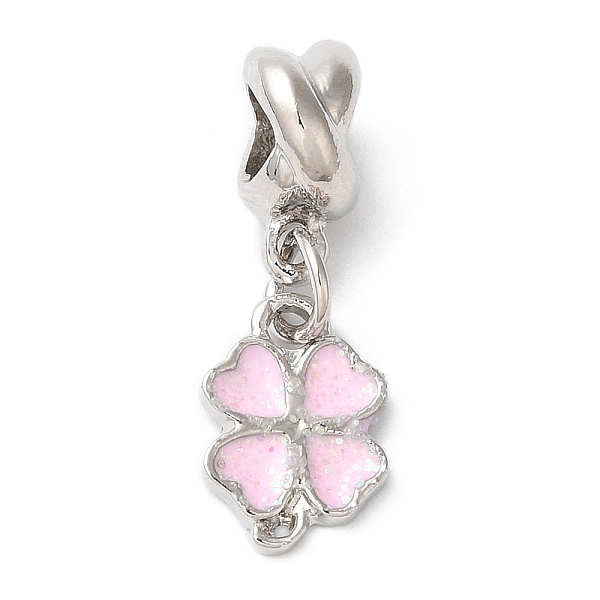 

PandaHall Rack Plating Alloy Enamel European Dangle Charms, Large Hole Clover Pendants, Cadmium Free & Nickel Free & Lead Free, Platinum..., Pink