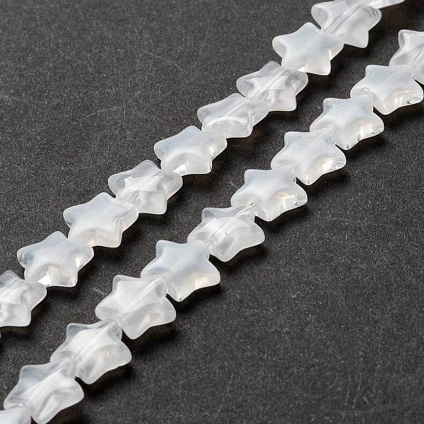 

PandaHall Transparent Glass Beads Strand, Star, White, 10x10x4mm, Hole: 0.8mm, about 40pcs/strand, 13.39~14.17 inch(34~36cm) Glass Star...