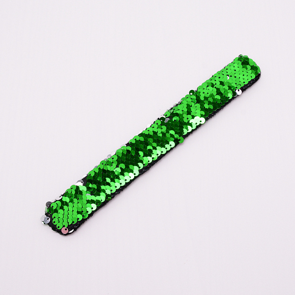 

PandaHall Mermaid Slap Bracelets, Two-color Reversible Charm Sequins Flip Wristbands, Green, 214x28x5.5mm Plastic Green