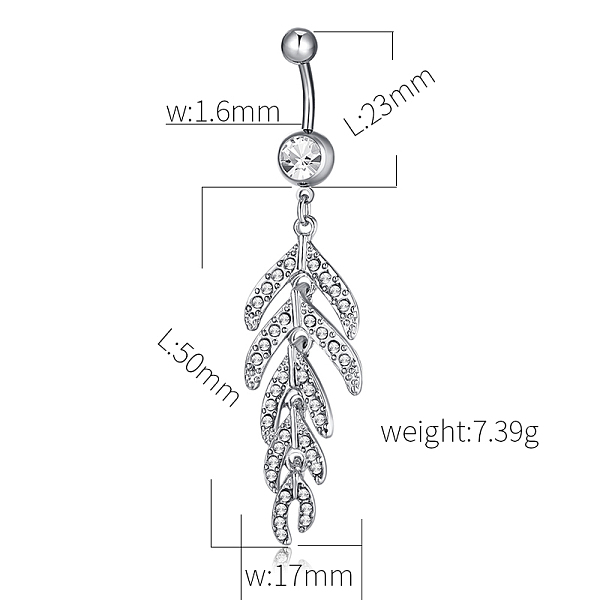 

PandaHall Piercing Jewelry, Brass Cubic Zirconia Navel Ring, Belly Rings, with 304 Stainless Steel Bar, Lead Free & Cadmium Free, Cactus..., Clear