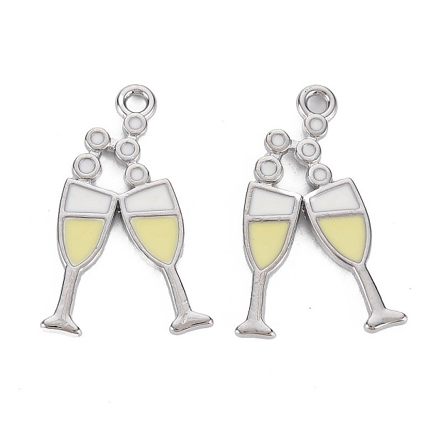 

PandaHall Alloy Enamel Pendants, Cadmium Free & Lead Free, Goblet, Champagne Yellow, 28x18x1.5mm, Hole: 2mm Alloy Tableware