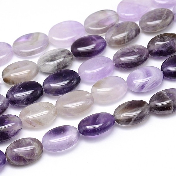 

PandaHall Natural Amethyst Flat Oval Bead Strands, 14x10x6mm, Hole: 1mm, about 29pcs/strand, 15.7 inch Amethyst Oval