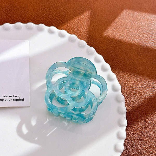 

PandaHall Hollow Flower Shape Cellulose Acetate Claw Hair Clips, Hair Accessories for Women and Girls, Pale Turquoise, 56x53x40mm Cellulose...