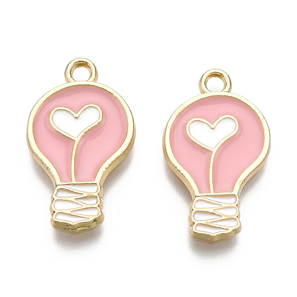 

PandaHall Alloy Enamel Pendants, Light Gold, Bulb, Pink, 20x12x2mm, Hole: 1.8mm Alloy+Enamel Others Pink