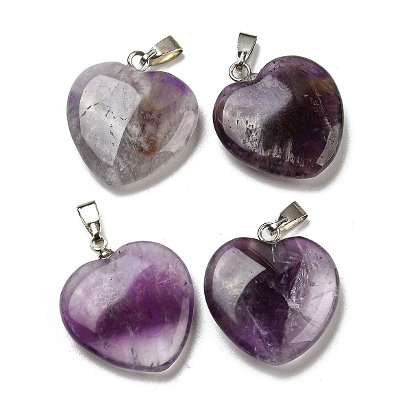 

PandaHall Natural Amethyst Pendants, Heart, with Brass Findings, Platinum, 22~23x20~20.5x6~7.5mm, Hole: 5x8mm Amethyst Heart