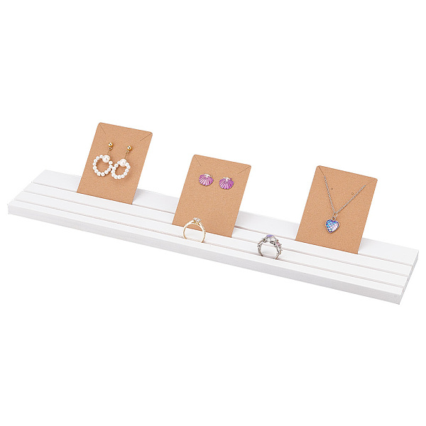 

PandaHall PH Wooden Earring Display Stand, 3 Slot Ring Jewelry Display Stand White Jewelry Organizer Tray Wood Business Card Holder for...