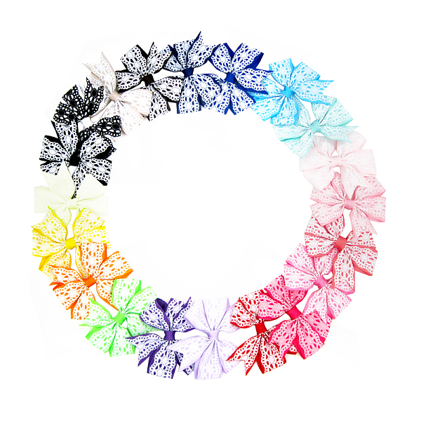 

PandaHall Grosgrain Bowknot Alligator Hair Clips, with Iron Alligator Clips, Platinum, Mixed Color, 80mm Cloth Multicolor
