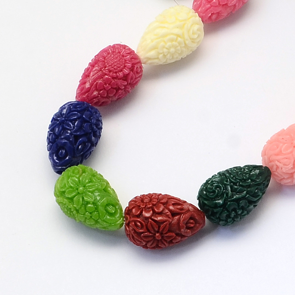 

PandaHall Dyed Synthetic Coral Teardrop Beads, Mixed Color, 21x14x14mm, Hole: 1~2mm Synthetic Coral Teardrop Multicolor