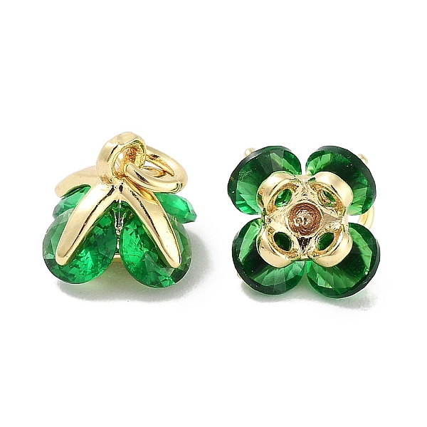 

PandaHall Brass Micro Pave Cubic Zirconia Charms, with Jump Ring, Flower, Real 18K Gold Plated, Green, 7.5x7.5x7.5mm, Hole: 1.8mm...