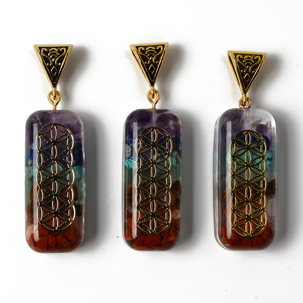 

PandaHall Rectangle Epoxy Resin Big Pendants, Spiritual Charms, with Natural Amethyst & Lapis Lazuli & Sodalite & Green Aventurine & Tiger...