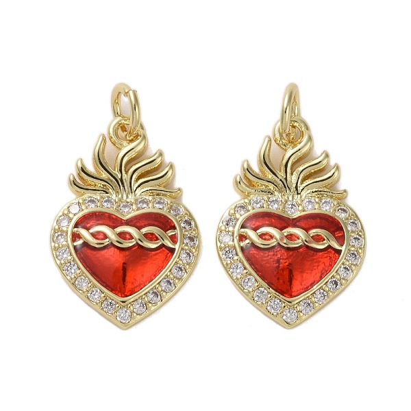 

PandaHall Brass Micro Pave Clear Cubic Zirconia Pendants, with Enamel, Sacred Heart, Real 16K Gold Plated, 18.5x12.5x2.5mm Brass+Cubic...