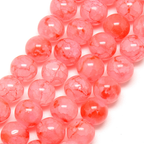 

PandaHall Baking Painted Crackle Glass Bead Strands, Round, Light Coral, 6mm, Hole: 1.3~1.6mm, about 133pcs/strand, 31.4 inch Glass Round..., Red
