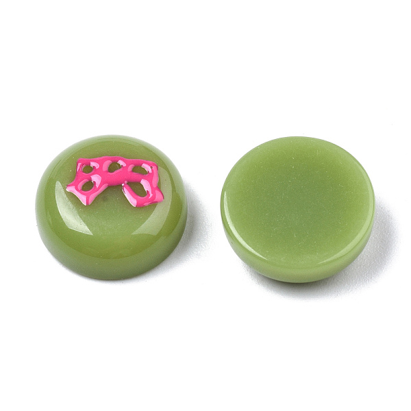 

PandaHall Opaque Resin Enamel Cabochons, Flat Round with Deep Pink Bowknot, Yellow Green, 14.5x5.5mm Resin Flat Round