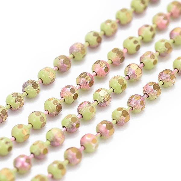 

PandaHall Electroplated Brass Faceted Ball Chains, Round, with Spool, Soldered, Pale Green, 1.5mm, about 164.04 Feet(50m)/roll Brass Green