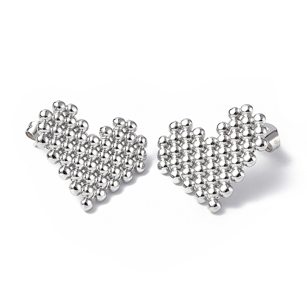 

PandaHall 304 Stainless Steel Heart Stud Earrings for Women, Stainless Steel Color, 18x20mm, Pin: 0.8mm 304 Stainless Steel Heart