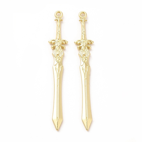 

PandaHall Rack Plating Alloy Big Pendants, Cadmium Free & Nickel Free & Lead Free, Sword Charm, Golden, 70x11x3mm, Hole: 2mm Alloy Others