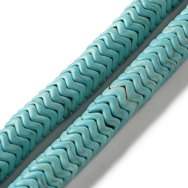 

PandaHall Synthetic Turquoise Dyed Beads Strands, Wavy Shape, Turquoise, 10x4mm, Hole: 1.2mm, about 131pcs/strand, 15.04''(38.2cm) Synthetic..., Green