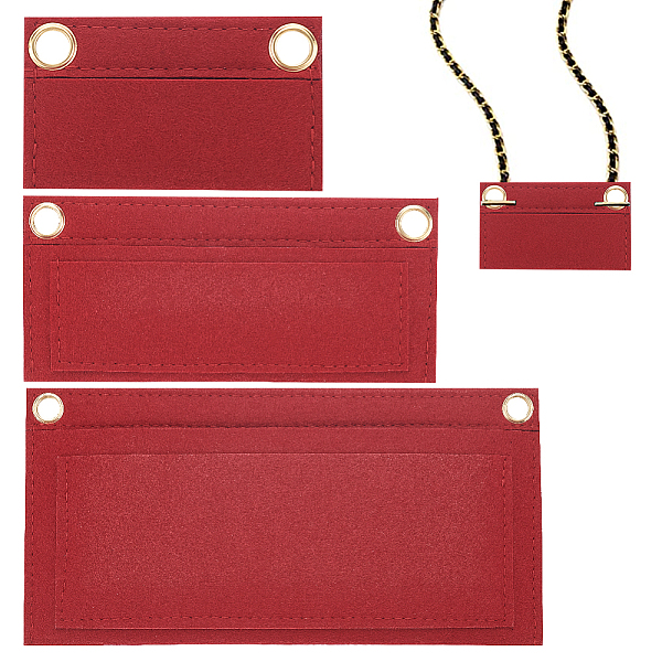 

PandaHall WADORN 3Pcs 3 Style Wool Felt Purse Organizer Insert, Mini Handbag Shaper Premium Felt, Bag Accessories, Rectangle, Dark Red...