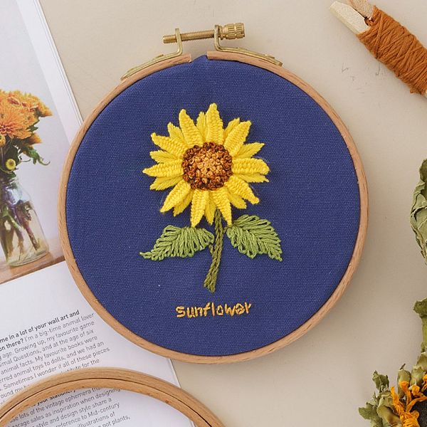 

PandaHall DIY Embroidered Making Kit, Including Linen Cloth, Cotton Thread, Water Erasable Pen Refills, Iron Needle, Sunflower Pattern..., Multicolor