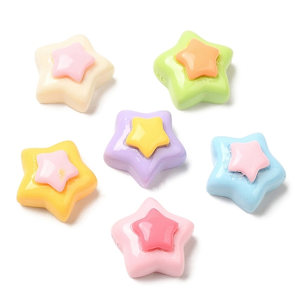 

PandaHall Cartoon Opaque Reisn Cabochons, for Jewelry Making, Mixed Color, Star, 11.5x12x7mm Resin Star Multicolor