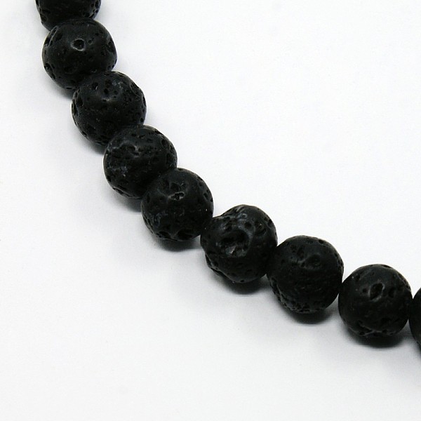 

PandaHall Synthetic Lava Rock Round Bead Strands, 8mm, Hole: 1mm, about 49pcs/strand, 15.5 inch Round Black