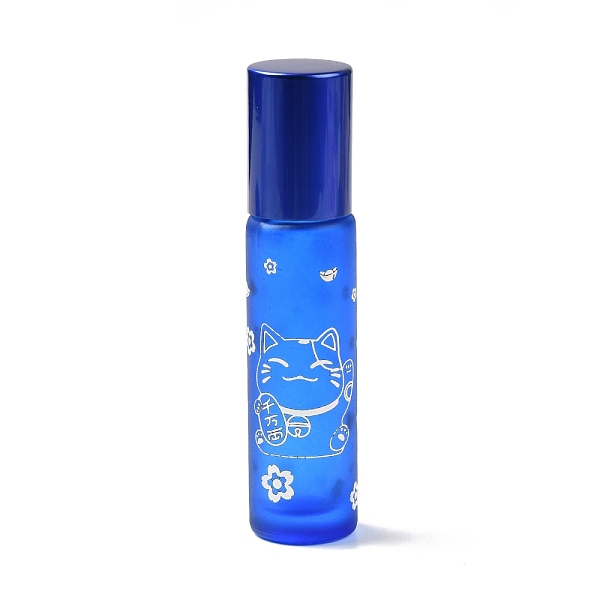 

PandaHall Glass Essential Oil Roller Bottles, with Lid and Stainless Steel Roller Balls, Refillable Bottles, Column with Fortune Cat Pattern...