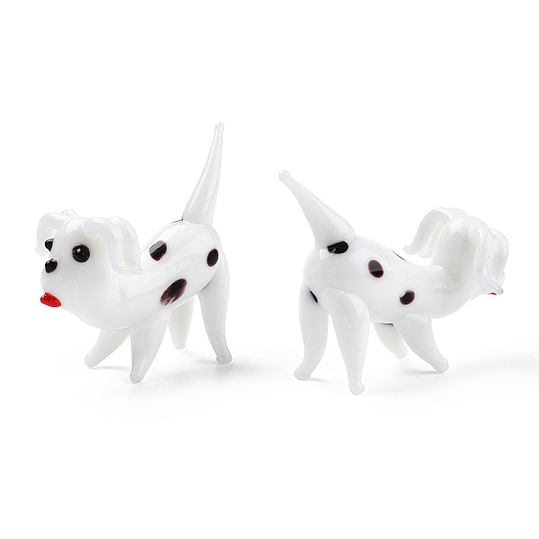 

PandaHall Handmade Lampwork Home Decorations, 3D Dalmatian Dog Ornaments for Gift, White, 52~54x32~33.5x45~48mm Lampwork Dog White