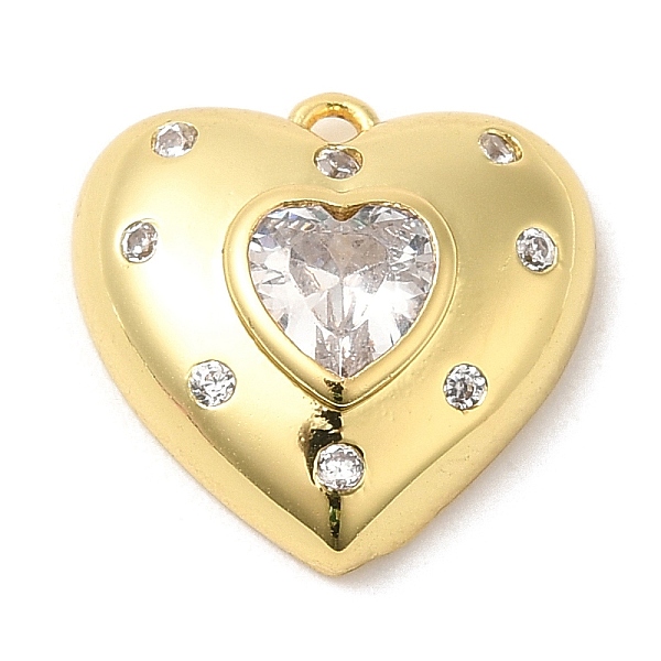 

PandaHall Brass with Cubic Zirconia Pendants, for Women, Lead Free & Cadmium Free, Long-Lasting Plated, Heart, Real 18K Gold Plated..., Clear
