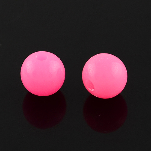

PandaHall Fluorescence Acrylic Beads, Round, Hot Pink, 16mm, Hole: 2mm, about 210pcs/500g Acrylic Round Pink