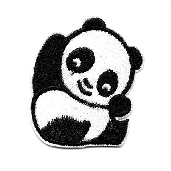PandaHall Computerized Embroidery Cloth Iron on/Sew on Patches, Costume Accessories, Appliques, Panda, Black & White, 51x44mm Cloth Panda...