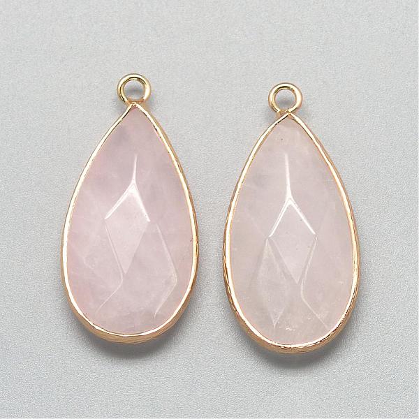 

PandaHall Natural Rose Quartz Pendants, with Golden Tone Brass Findings, Faceted, teardrop, Pink, 32.5~33x16x6mm, Hole: 2.5mm Rose Quartz...