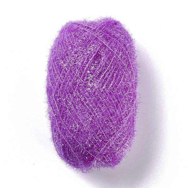PandaHall Polyester Crochet Yarn, Sparkling Scrubby Yarn, for Dish Scrubbies, Dishcloth, Decorating Crafts Knitting, Medium Orchid...