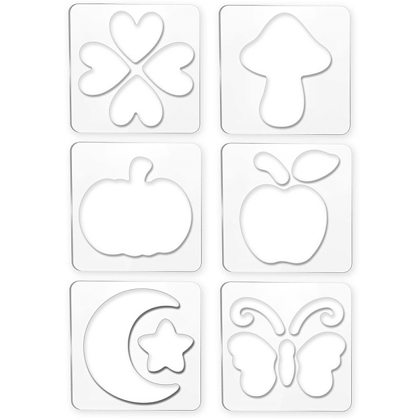 

PandaHall Acrylic Earring Handwork Template, Card Leather Cutting Stencils, Square, Clear, Mixed Patterns, 152x152x4mm, 6 styles, 1pc/style...