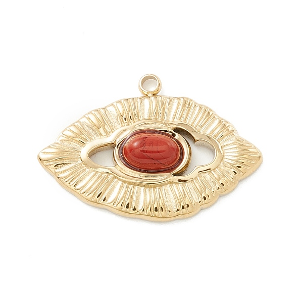 

PandaHall Ion Plating(IP) 304 Stainless Steel Pendants with Red Japer, Eye, Golden, 15.7x23x4mm, Hole: 1.3mm 304 Stainless Steel Eye