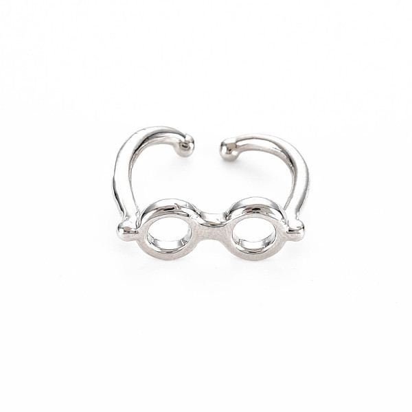 

PandaHall Men's Alloy Cuff Finger Rings, Open Rings, Cadmium Free & Lead Free, Glasses, Platinum, US Size 6 1/2(16.9mm) Alloy